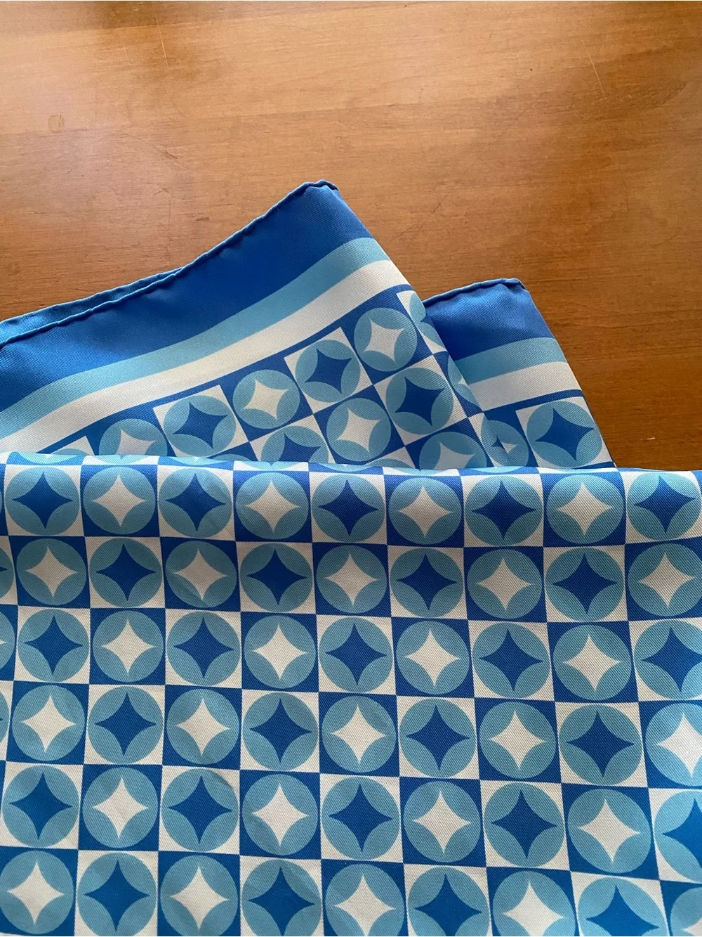 Gorgeous Geometric Blue Silk Scarf
